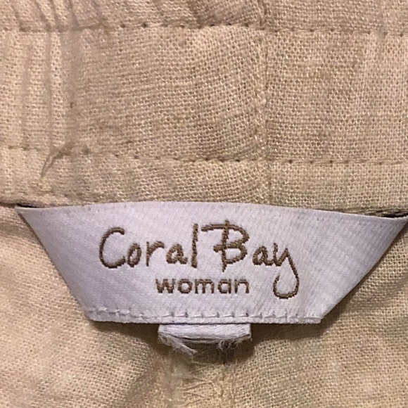 DONATED Pants-Linen Blend,Cropped,Pockets, Button - Picture 4 of 7